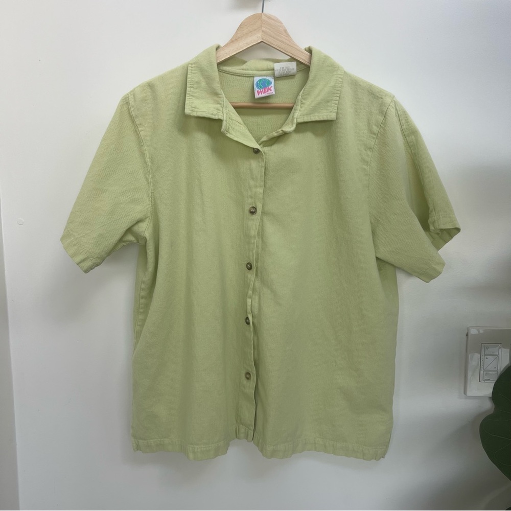 Light Lime Short Sleeve Button-Up Shirt - WEK brand